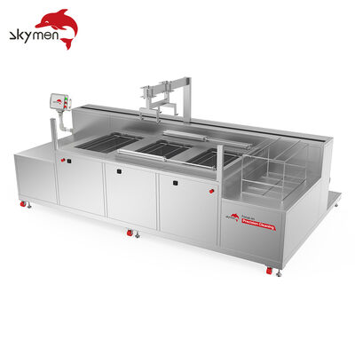 4-Tank Automatic Ultrasonic Cleaning System for Precision Parts with PLC Robotic Arm, Heating, Filtration & Drying