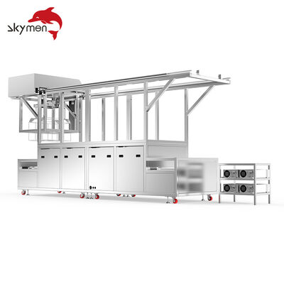 Semi-Automatic Multi-Tank Ultrasonic Cleaning Machine with Motorized Lift & Transfer System