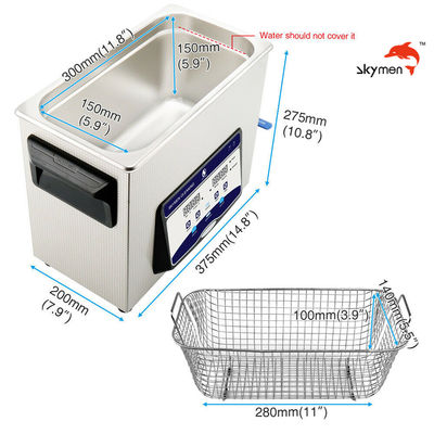 Bath ultrasonique de parachutistes pour l'étui des armes à feu avec l'appareil de chauffage 200W 1,72 gallons